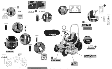 Label Map Diagram and Parts List for ZTXS4-48KH (47TSCAB6A10)(2023) Cub Cadet Lawn Tractor